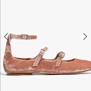 Madewell Pink Crushed Velvet Julie Flat Size 10